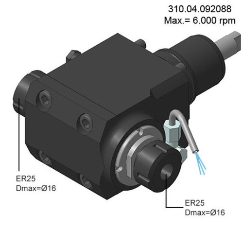 Z-akselin suuntainen pyörivän työkalun pidin (kahdelle työkalulle) ER25 & H75 - 6000 rpm